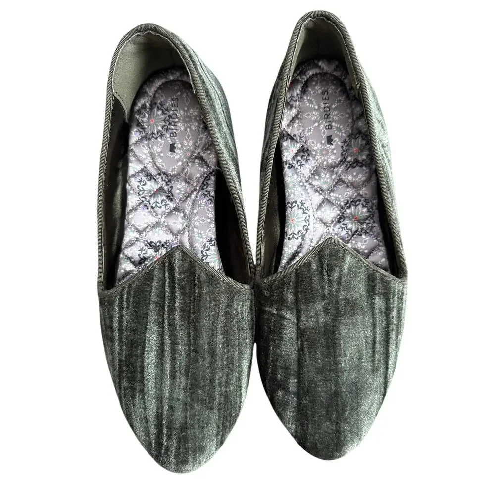 Birdies The Heron Velvet Loafer Flats in Olivine Size 6.5